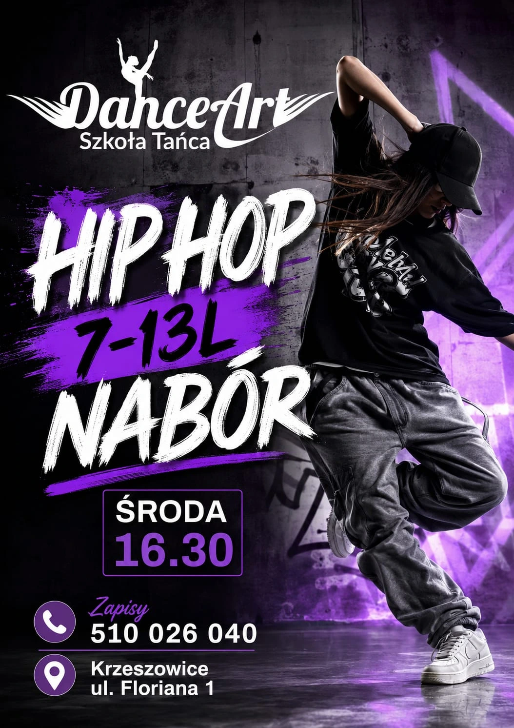 Nabór na Hip Hop dla dzieci 7–13 lat, środa 16:30 w Krzeszowicach