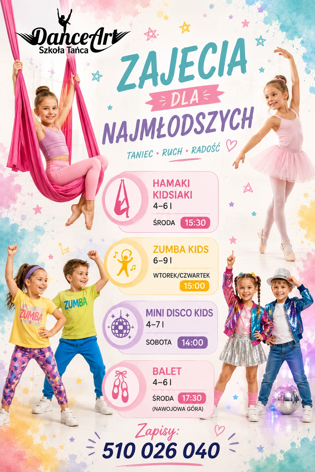 Hamaki Kids, Zumba Kids, Mini Disco Kids i balet dla najmłodszych